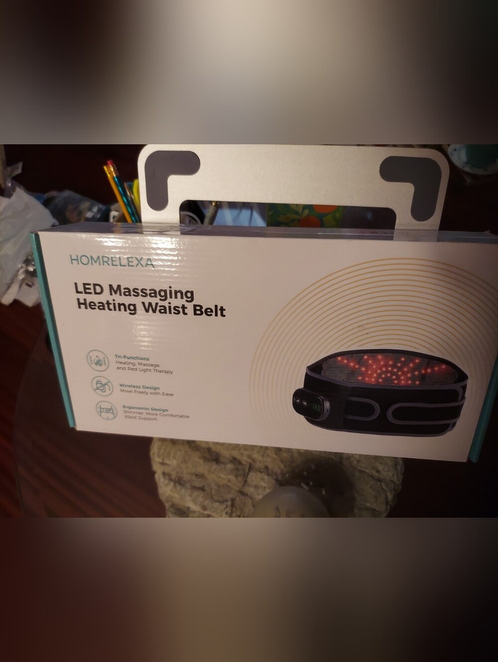 LED Massaging Heating Waist Belt - Black